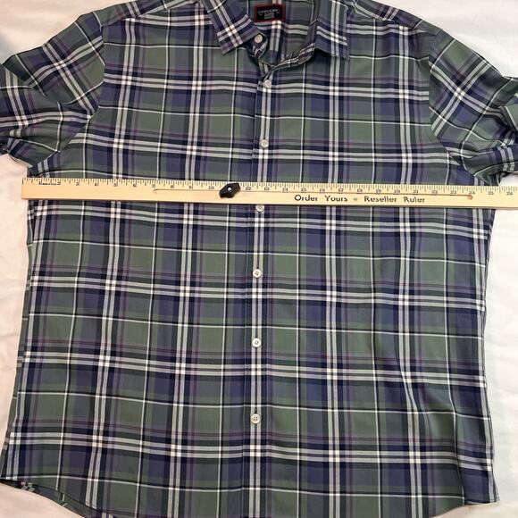 UNTUCKit Shirt Size XL Green Blue Plaid Wrinkle Free Tempranillo Button LS 40326 - Picture 7 of 13